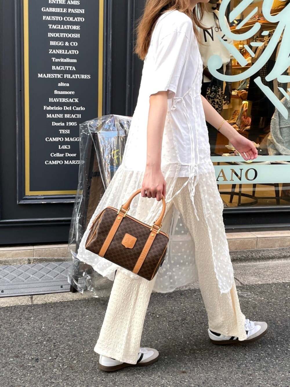 Celine (Authentic) Macadam Brown Medium Boston Ha… - image 2